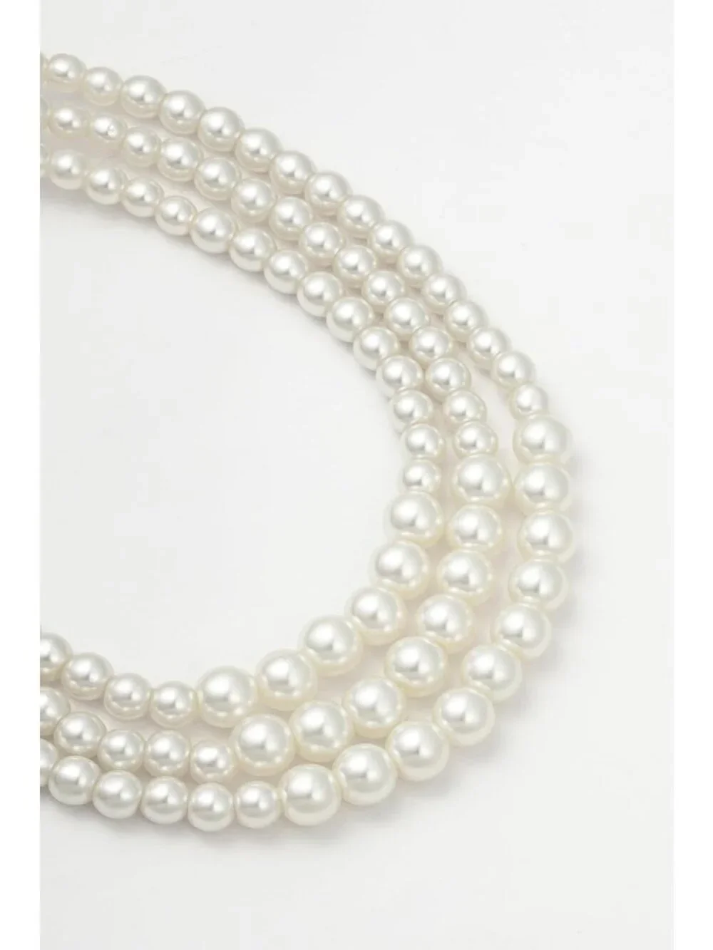 Elegant 3-Strand White Faux Pearl Necklace for Women - Vintage 1920s Gatsby